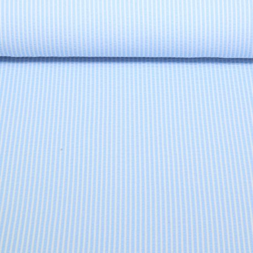 Jersey Seersucker - Streifen Hellblau Weiß