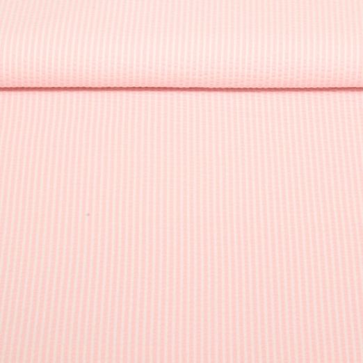 Seersucker Jersey - Rayé Rose Blanc