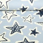 Sweat d'été - French Terry Imp. digi. Etoiles Bleu clair