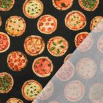 Cotone Cretonne - Stampa Digitale Pizza Nero Cotone Cretonne - Stampa Digitale Pizza Nero