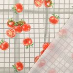 Cretonne di cotone - stampa digitale pomodori bianco grigio