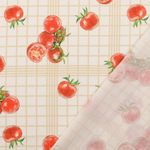 Cretonne di cotone - stampa digitale pomodori bianco beige Cretonne di cotone - stampa digitale pomodori bianco beige