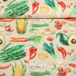 Cretonne de coton - Impression digitale Légumes Beige
