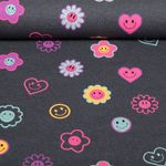 Jersey - Smileys et paillettes Mélange Bleu indigo