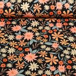 Jersey - Digitaldruck Blumen Schwarz 