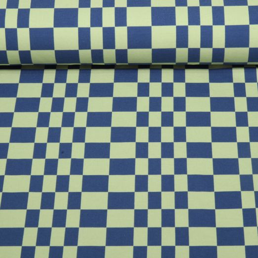 Jersey - Tissu coordonné Carreaux - Cool Vert clair Bleu