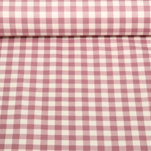 Flanelle de coton - Carreaux Ecru Mauve