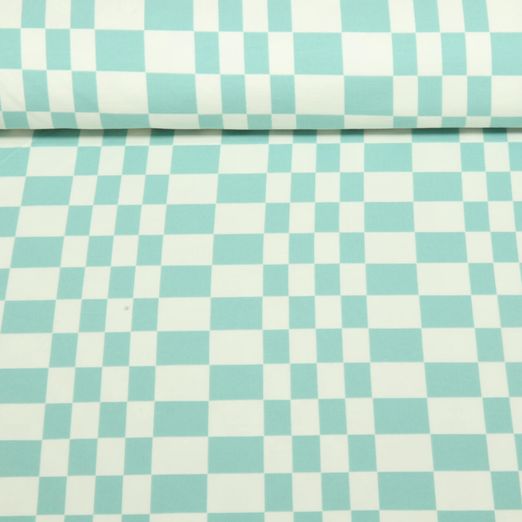 Jersey - Tissu coordonné Carreaux - Cool Beige Vert menthe