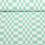 Jersey - Tissu coordonné Carreaux - Cool Beige Vert menthe