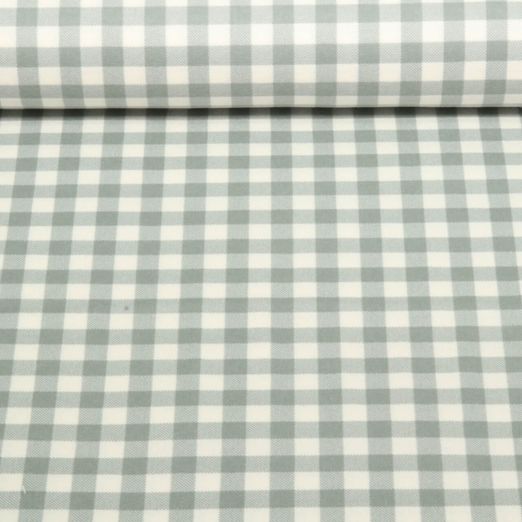Flanelle de coton - Carreaux Ecru Vert sauge