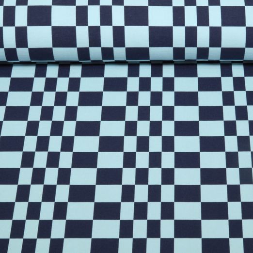 Jersey - Tissu à combiner Carrés Cool Bleu Bleu clair