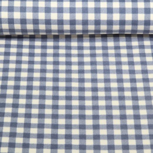 Flanelle de coton - Carreaux Ecru Bleu