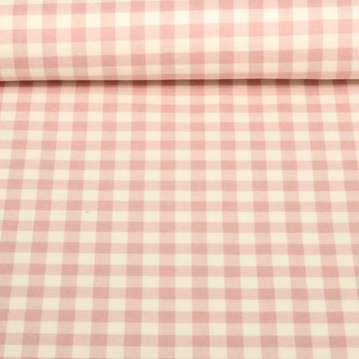 Flanelle de coton - Carreaux Ecru Rose