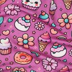 Jersey - Digitaldruck Cupcakes Eis Fuchsia