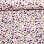 Rippjersey - Digitaldruck Blumen Ecru Lila