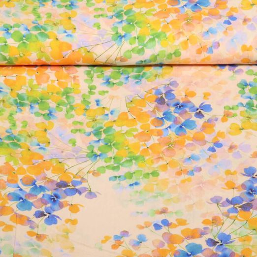 Viscose - Impression digitale Feuilles Rose Multicolore