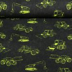 Jersey - Impression digitale Engins de chantier Noir Fluo