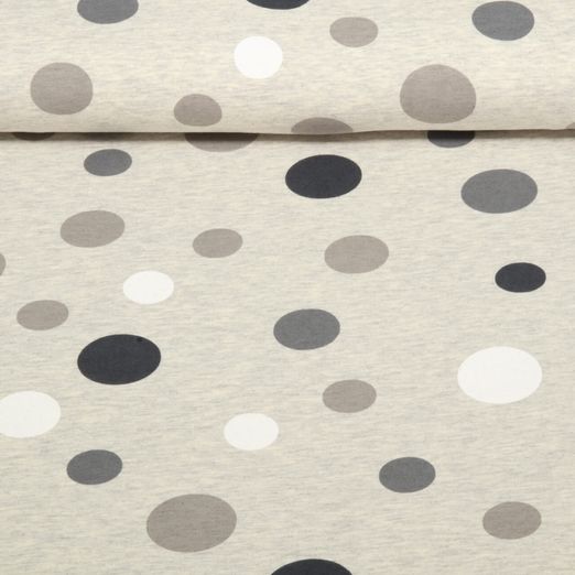Jersey Sanetta - Gros pois Mélange Gris