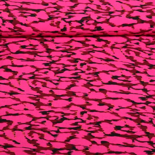Viscose - Léopard abstrait Rose vif