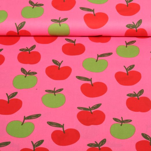 Popeline de coton - Pommes Rose vif
