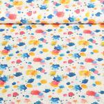 Cretonne de coton - Impression digitale Taches de couleur Blanc