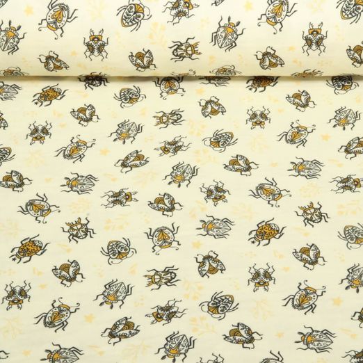 Mousseline bio lisse - Hamburger Liebe Impr. digi. Beetles & Bugs Tickle Ecru