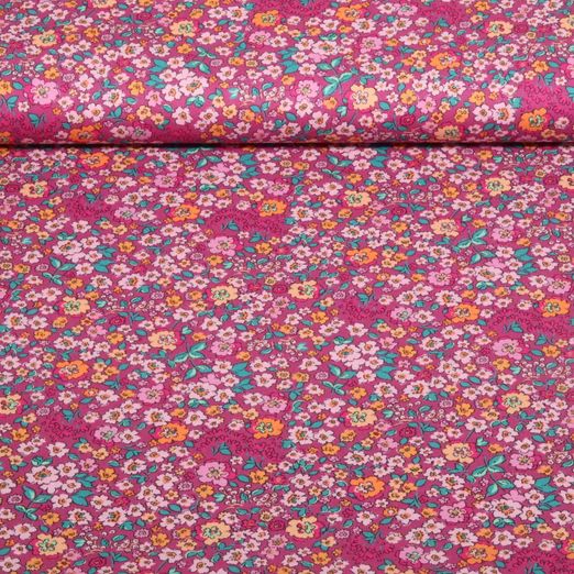 Popeline de coton - Impression digitale Petites fleurs Myrtille