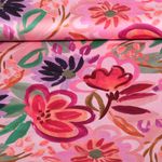 Satin de coton - Impression digitale Fleurs Rose Multicolore