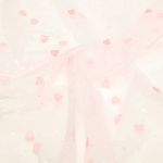 Tulle souple - Coeurs brodés Rose
