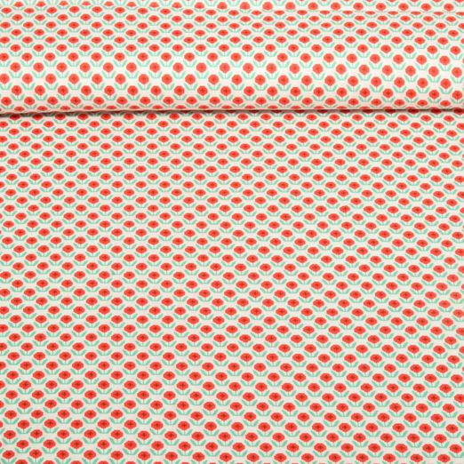Popeline de coton - Petites fleurs Rouge