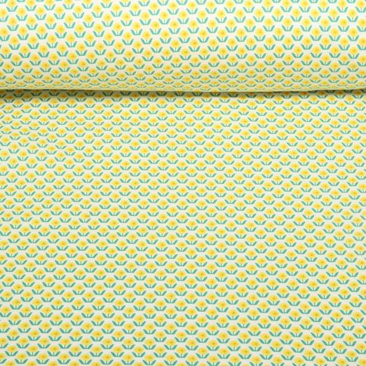 Popeline de coton - Petites fleurs Jaune