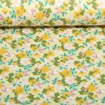 Popeline de coton - Fleurs hawaiennes Kaki