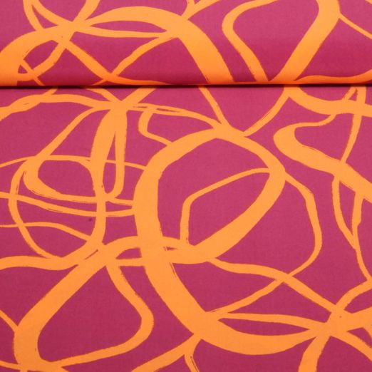 Tissu robes et blouses stretch - Abstrait Rose vif Orange