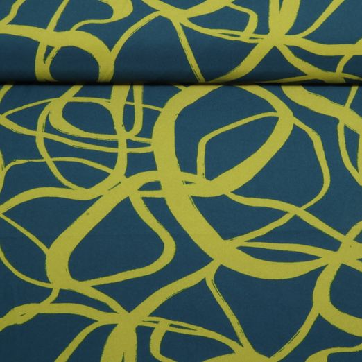 Tissu robes et blouses stretch - Abstrait Bleu pétrole Vert