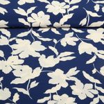 Kleider und Blusenstoff - Stretch Blumen Blau