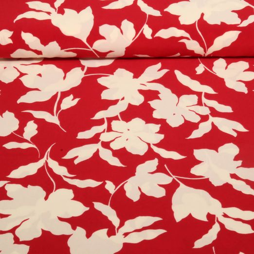Kleider und Blusenstoff - Stretch Blumen Rot