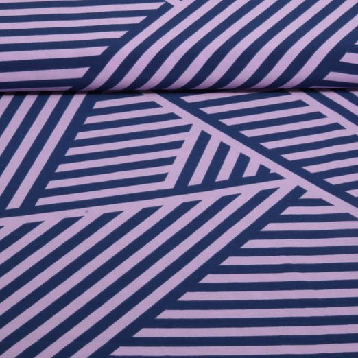 Kleider und Blusenstoff - Stretch Geometric Blau