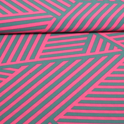 Kleider und Blusenstoff - Stretch Geometric Pink