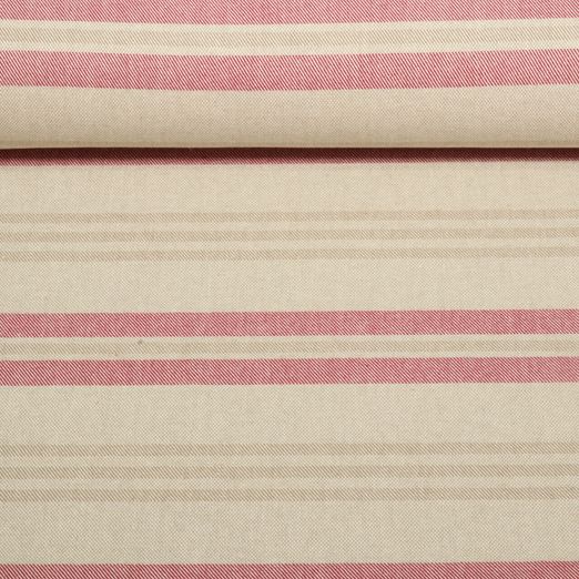 Canvas - Doubleface Streifenmix Beige Rot