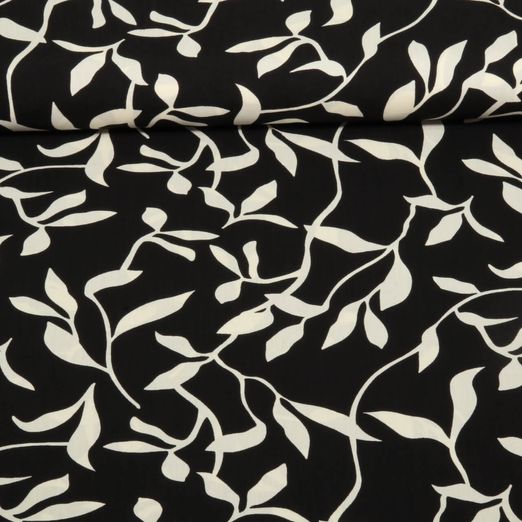 Viscose - Branches de feuilles Noir