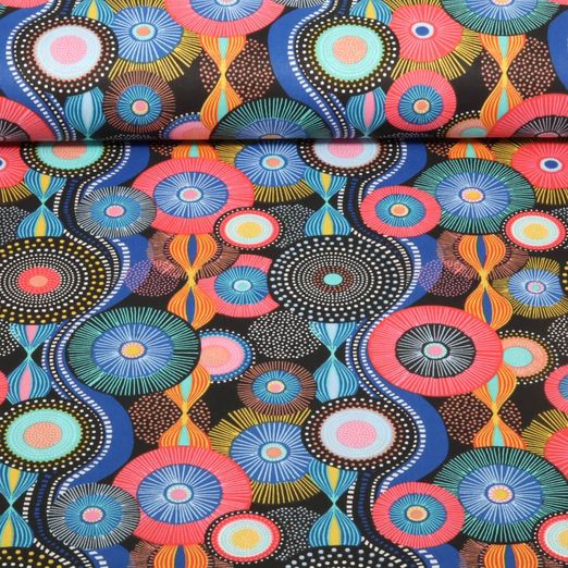 Coton - Mandalas Noir Bleu