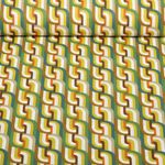 Coton - Motif rétro Bleu pétrole