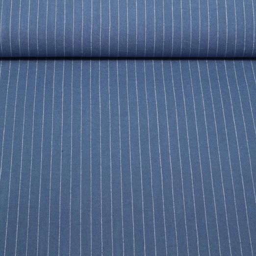 Viskoseleinen - Slub Streifen Jeansblau