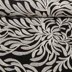Lin viscose - Feuilles brodées Noir