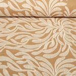 Lin viscose - Feuilles brodées Marron
