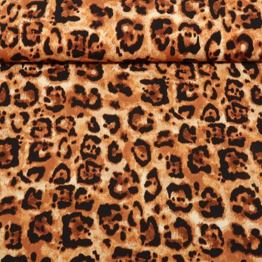 Popeline de viscose - Léopard Large Marron