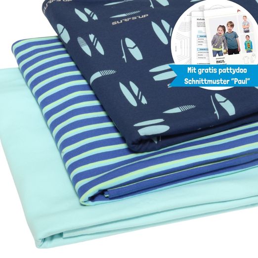 SANETTA Jerseypaket 3x1m mit gratis pattydoo Schnittmuster "PAUL"