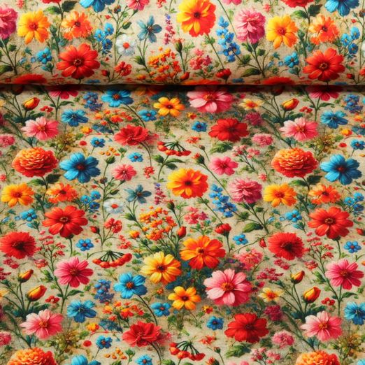 Jersey de viscose - Impression digitale Petites fleurs Multicolore