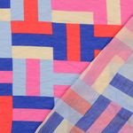 Kleider und Blusenstoff - Bunte Rechtecke Blau Multicolor
