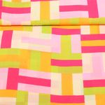 Tissu robes et blouses - Rectangles colorés Rose vif Multicolore